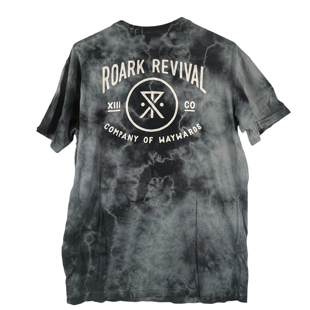 Roark Revival Mens XL Tie Dye T Shirt Black Gray Skate Company of Waywards